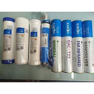 Combo 8 lõi lọc nước dành cho máy lọc Karofi 8 cấp ( Lõi 123+RO+Nanosilver+Mineral+Gac T33+Far Infrared) - Hàng chính hãng