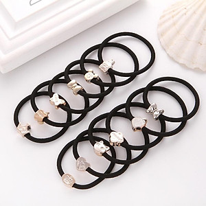 100 dây thun chun buộc tóc hạt kim loại phong cách Hàn Quốc nhiều màu mẫu ngẫu nhiên