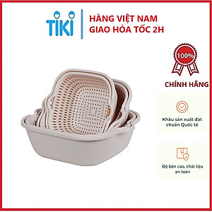 Combo Thau Rỗ 6 Món Đựng Rau Củ Quả Đa Năng Nhiều Cỡ Chất Liệu Nhựa PP Nguyên Sinh An Toàn - Hàng chính hãng