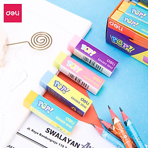 Tẩy 2B Deli, Xanh Dương/Vàng/Xanh Lá - 1 viên - E3045