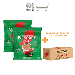 [Tặng Bộ 2 ly thủy tinh] Combo 2 Bịch Cà phê Hòa tan NESCAFÉ VỊ RANG ĐẬM 46 gói Đậm Thơm Hoàn Hảo