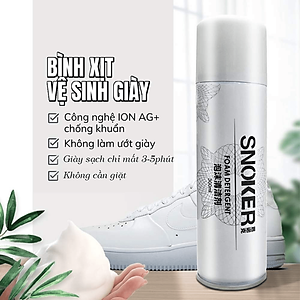 Chai Xịt Tạo Bọt Vệ Sinh Giày SNOKER Cao Cấp 300ml Làm Sạch Giày Cao Cấp Giúp Giày Trắng Sáng