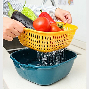 Set 6 Món Thau Rổ Nhựa PP Tiện Lợi Xếp Chồng Được Lên Nhau Giúp Ráo Nước Khi Sử Dụng