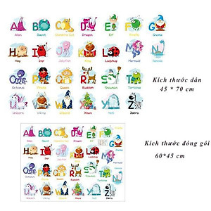 Sticker Decal dán tường 24 CHỮ CÁI VÀ TỪ VỰNG TIẾNG ANH - XH6221