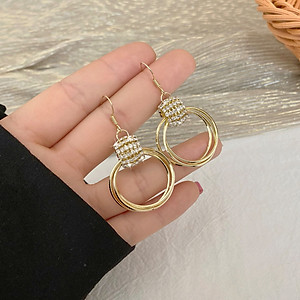 Bông tai xinh sang trọng hình cầu đá  phụ kiện xinh - không dị ứng