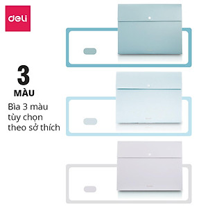 Cặp đựng tài liệu A4 Deli - 8 ngăn phân trang - file lưu trữ tài liệu - linfini - Xanh Dương / Trắng - 72456