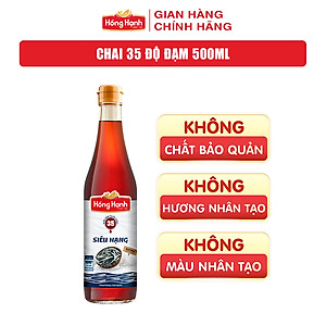 Hộp 2 chai nước mắm truyền thống Phú Quốc Hồng Hạnh Siêu Hạng 35 độ đạm, dung tích 500ml- Chấm, kho đúng điệu