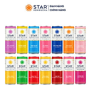 [BAO BÌ XUÂN 2024] Combo 4 thùng 12 lon mix vị Thức uống lên men Star Kombucha Family Pack (250 ml/lon)