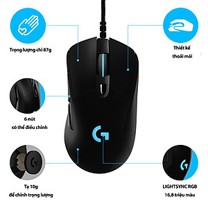 Chuột game có dây RGB Logitech G403 Hero - Hàng chính hãng
