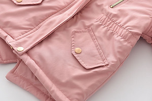 Áo khoác cho bé gái 4-14 tuổi bên trong lót lông mũ có tai chất liệu vải cao cấp