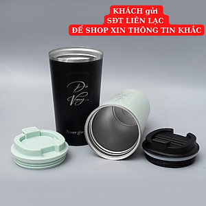 Cốc giữ nhiệt 510ml KHẮC TÊN ly coffee inox 304, bình giữ nhiệt 12h tặng Sticker trang trí