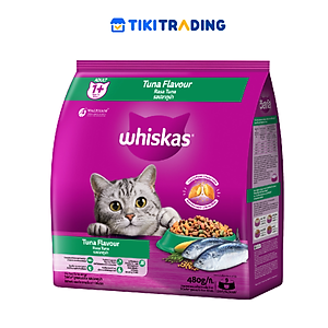 Thức Ăn Cho Mèo Whiskas Adult 1+ YearsVị Cá Ngừ 480g/Túi