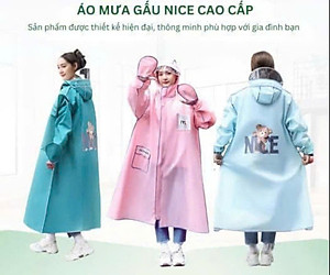  Áo Mưa Thời Trang Gấu Nice - Áo Mưa 1 Người Đi Xe Máy Đi Xe Đạp