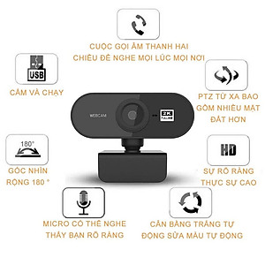 Webcam Cho Máy Tính PC Laptop 2K FullHD Kèm Mic Tích Hợp Micro To Rõ Cho Cuộc Gọi Video Call Zoom Góc Siêu Rộng New Chất Lượng Cao Để Live Stream Học Online Hàng Nhập Khẩu