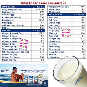 Sữa Ensure Úc hồi phục sức khỏe cho người già, người ốm yếu, suy dinh dưỡng, người sau phẫu thuật - QuaTangMe Extaste