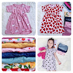 Váy đầm bé gái tay ngắn thun cotton co giãn giao nhiều hoạ tiết khác nhau cho khách MamLa