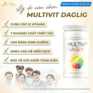 [Loại tốt] Thực phẩm bảo vệ sức khỏe Multivit Daglig, hỗ trợ bổ sung 12 vitamin và 7 khoáng chất Na Uy, lọ 180 viên