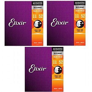 Elixir 11027 - Dây Đàn Acoustic Guitar Cỡ 11 (.011-.052) - 80/20 Bronze Strings Custom Light - Phân Phối Chính Hãng (Bộ Dây phủ lớp Nanoweb cao cấp) - Kèm Móng Gảy DreamMaker