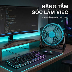 Quạt Để Bàn Tích Điện Kachi MK443 – Gió Turbo Mạnh Mẽ, Xoay 360 Độ, Thiết Kế Di Động Đa Năng - hàng chính hãng