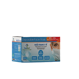 Khẩu trang y tế CAEMEDI 4 lớp Xanh cao cấp, kháng khuẩn, lọc bụi bẩn đạt chuẩn BFE, FDA xuất khẩu Châu Âu - Hộp 50 cái