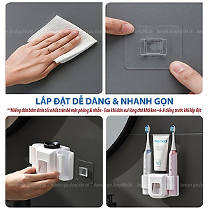 Giá Để Bàn Chải Điện Nặn Kem Đánh Răng Dán Tường Phòng Tắm Treo Đa Năng Siêu Dính Hamart
