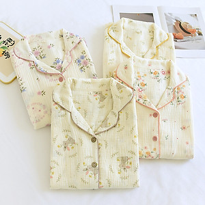 Bộ Đồ Pijama mặc bầu và sau sinh thô đũi dài tay Hàng cao cấp mặc hè xuân và thu đông có khe mở cho con bú