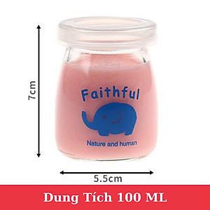 Combo 12 Hủ Yaourt Thuỷ Tinh 100ml Cao Cấp In Hình Chú Voi Làm Sữa Chua