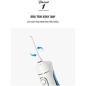Máy Tăm Nước Không Dây LocknLock Cordless Oral Irrigator màu xanh ENR156BLU, Hàng chính hãng, 4 chế độ làm sạch- JoyMall