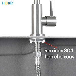 Vòi rửa chén đầu tăng áp thân uốn cong inox 304 Hobby Home Decor LXL