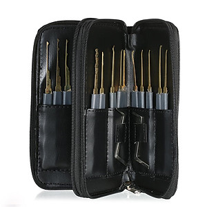 Bộ 24 Dụng Cụ Mở Khóa Chuyên Nghiệp với 2 ổ khóa Thực Hành Kèm Bao Da Dành Cho Người Mới Bắt Đầu