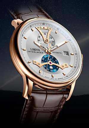 Đồng hồ nam chính hãng LOBINNI L18018-1,Kính sapphire nguyên khối ,chống xước,chống nước 50m,mặt trắng vỏ vàng hồng dây da nâu xịn, thép không gỉ 316L,Đồng hồ cơ (Automatic) bảo hành 24 tháng, hàng mới 100%,thiết kế đơn giản trẻ trung và sang trọng