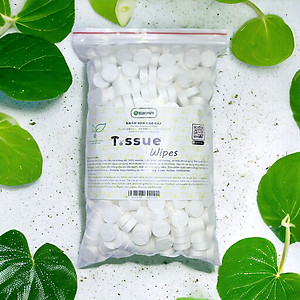 Khăn nén cao cấp T.ssue túi 500 viên dùng trong nhà hàng, nhãn hiệu được đã được cấp giấy bảo hộ sở hữu trí tuệ