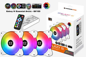 Bộ 3 Quạt XIGMATEK GALAXY III ESSENTIAL ARCTIC BX120 ARGB (EN46461) PACK x3, CONTROLLER, POWER HUB - Hàng Chính Hãng