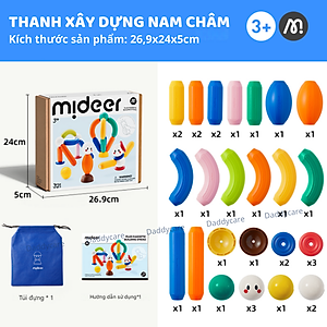 Đồ chơi lắp ráp nam châm Mideer Mideer Growth PLUS Magnetic Building Sticks