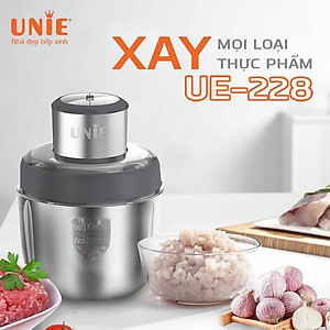 Máy Xay Thịt, Xay Thực Phẩm UNIE UE-226 - Đánh Chà Bông, Bóc Tỏi Tiêu Chuẩn Đức Thép Hợp Kim Dung Tích 2.5 Lít Công Suất 300 W - Hàng Chính Hãng