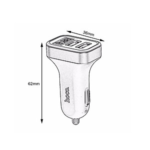 Tẩu sạc  tốc độ cao trên ô tô, xe hơi  tích hợp màn hình LCD hiển thị thông tin điện áp của xe, Hỗ trợ 2 cổng USB DC 5V-3.1A nhãn hiệu Hoco Z3