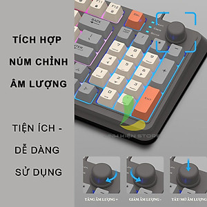 Bàn phím giả cơ gaming XUNFOX K82 - Bàn phím chơi game thiết kế 94 phím có đèn led 7 màu kèm theo nút vặn âm lượng - Hàng nhập khẩu