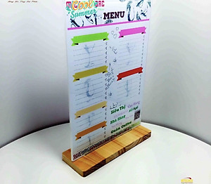 Menu mica A5 đế gỗ Nhatvywood NV5102