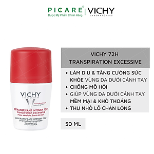 Lăn Khử Mùi Giúp Khô Thoáng Vùng Da Dưới Cánh Tay 72h Vichy Detransprirant Intensif 72h Transpiration Excessive (50ml)