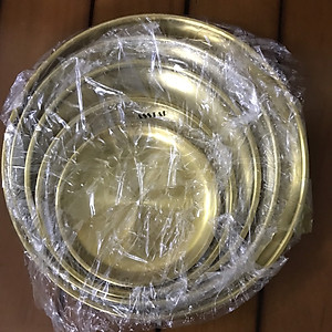 SET 5 ĐĨA INOX MẠ VÀNG DECOR TRANG TRÍ BÀY BIỆN KÍCH THƯỚC TO DẦN - HÀNG CHÍNH HÃNG