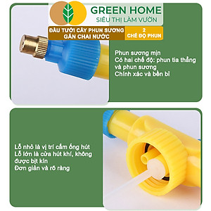 Đầu Tưới Cây Phun Sương, Greenhome, D30cm, Gắn Chai Nước, Cầm Tay, Áp Lực Cao, 2 Chế Độ Tưới, Phù Hợp Nhiều Loại Chai