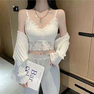 Áo Bra Nữ Cúp Ngực Dây Mảnh BR2230 Chất Liệu Cotton Co Giãn Phối Hoa Dễ Thương