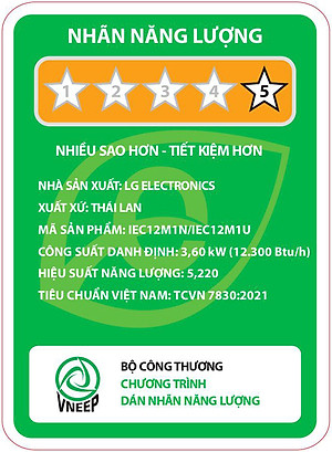 Máy lạnh LG Inverter 1.5 HP IEC12M1.ATYGEVH - Hàng Chính Hãng