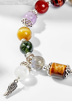 Vòng Tay Phong Thủy Nữ Đá Thiên Nhiên Đa Sắc Phối Charm Ong Bạc (8mm) Nhiều Mệnh Ngọc Quý Gemstones