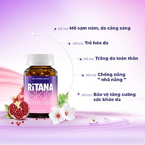 [Hộp 60v] Viên Uống Trắng Da Ritana Ecogreen Chứa Glutathione Mờ Sạm Nám, Chống Nắng Cho Da