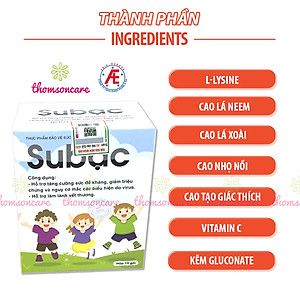 Cốm Su Bạc - Tăng cường sức đề kháng, hệ miễn dịch cho bé - Subac từ lysine, cao lá xoài, vitamin C