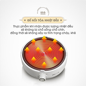 Nồi Điện Đa Năng BEAR SB-NL25L - Đế Rời Đun Sôi Siêu Nhanh Chiên Xào Hấp Dung Tích 2.5 Lít Công Suất 1000 W - Hàng Chính Hãng
