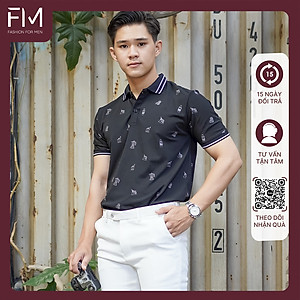 Áo polo nam ngắn tay, chất thun poly cực mát, co giãn tốt, họa tiết bo phối đường kẻ lạ mắt - FORMENSHOP - FMPS193