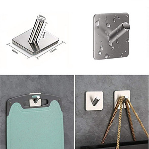 Combo 4 móc treo đồ dán tường inox 304 Hobby home decor V110-4