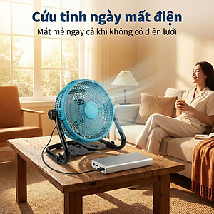 Quạt Để Bàn Tích Điện Kachi MK443 – Gió Turbo Mạnh Mẽ, Xoay 360 Độ, Thiết Kế Di Động Đa Năng - hàng chính hãng